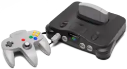 Nintendo 64 mit dazugehörigem Controller und Gamepack
