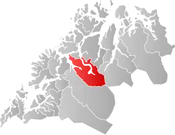 Lage der Kommune in der Provinz Troms