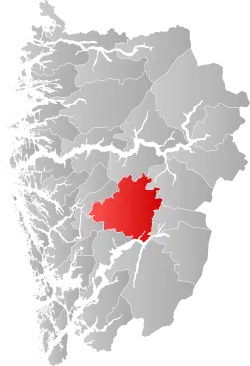 Lage der Kommune in der Provinz Vestland