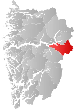 Lage der Kommune in der Provinz Vestland