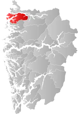 Lage der Kommune in der Provinz Vestland