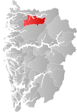 Lage der Kommune in der Provinz Vestland