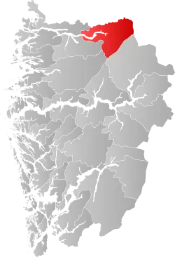 Lage der Kommune in der Provinz Vestland