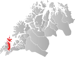 Lage der Kommune in der Provinz Troms