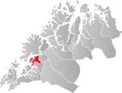 Lage der Kommune in der Provinz Troms