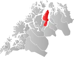 Lage der Kommune in der Provinz Troms