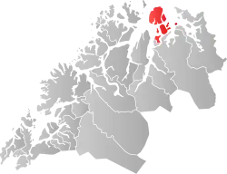 Lage der Kommune in der Provinz Troms