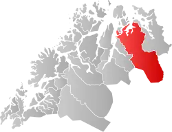 Lage der Kommune in der Provinz Troms
