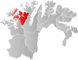 Lage der Kommune in der Provinz Finnmark