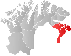 Lage der Kommune in der Provinz Finnmark