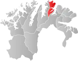 Lage der Kommune in der Provinz Finnmark