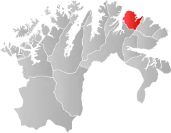 Lage der Kommune in der Provinz Finnmark