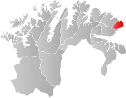 Lage der Kommune in der Provinz Finnmark