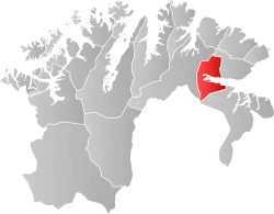Lage der Kommune in der Provinz Finnmark