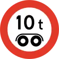 Maximales Achsgewicht der Räder – hier 10 Tonnen