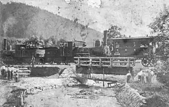 Die NÖSWB&nbsp;1A(?) und 4A bei der Brücke über den Myrabach bei Pernitz