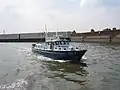 Boot WSP 1 der Wasserschutzpolizei auf dem Rhein bei Düsseldorf