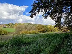 Blick über das untere Bachtal der Hesselbecke auf die Klinik Blankenstein
