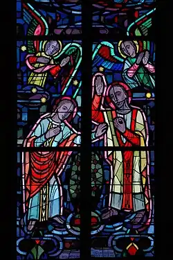 Jesus reicht Maria einen Brautring (rechtes Chorfenster unten)