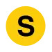 Rundes Liniensignet mit dem schwarzen Großbuchstaben S in gelb gefülltem Kreis vor neutralem Hintergrund