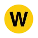 Rundes Liniensymbol mit dem schwarzen Großbuchstaben W in gelb gefülltem Kreis vor neutralem Hintergrund.