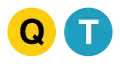 Signets zweier New York U-Bahn-Linien nebeneinander: Das Signet der Linie Q zeigt den schwarzen Großbuchstaben Q auf einem gelben Kreis. Das Signet der Linie T weiße Großbuchstaben T auf einem türkis-blauen Kreis.
