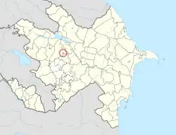 Karte von Aserbaidschan, Position von Naftalan hervorgehoben