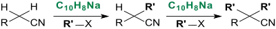 Alkylierung von Nitrilen mittels Naphthalin-Natrium