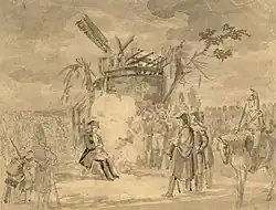 Napoleon an der zerstörten Tabaksmühle