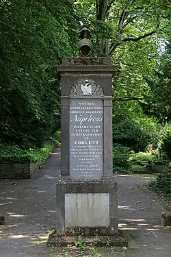 Napoleonstein Koblenz, Hauptfriedhof, 1843