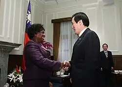 Natalia Umbelina und Ma Ying-jeou, Präsident der Republik China (Taiwan), 15. April 2014