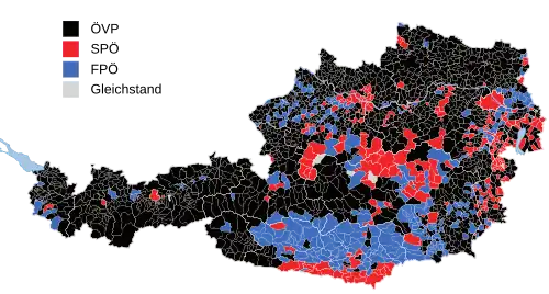 Stärkste Partei auf Gemeindeebene (ohne Wahlkarten)