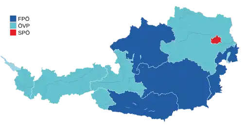 Stärkste Partei auf Bundesländerebene (mit Wahlkarten)