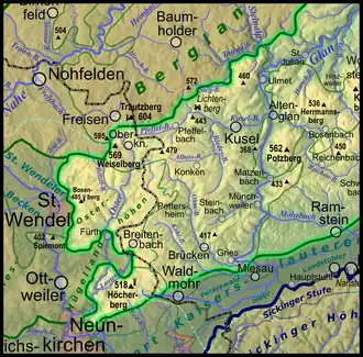 Kuseler Bergland als naturräumliche Einheit des Nordpfälzer Berglandes