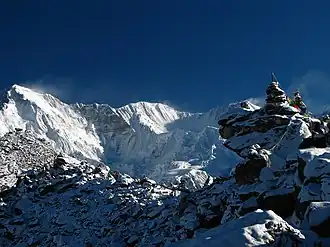 Ngozumpa Kang I von Süden (mittig), links der Cho Oyu
