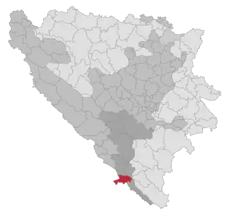 Lage der Gemeinde Neum in Bosnien und Herzegowina (anklickbare Karte)