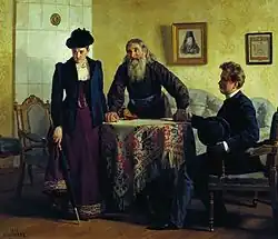 Ermahnung (russisch Увещевание, 1893) Staatliches Kastejew-Museum der Künste, Almaty