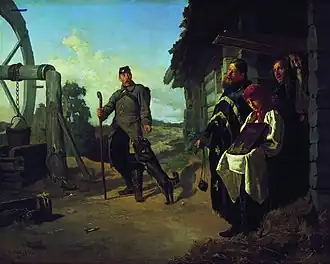 Die Rückkehr eines Soldaten in seine Heimat (russisch Возвращение солдата на родину, 1869) Kunstmuseum Dnipro