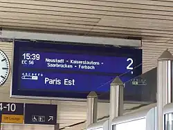 EC auf Zugzielanzeiger in&nbsp;Mannheim Hbf