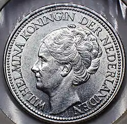 Niederländische 25 Cents von 1939 Avers und Revers, 1939