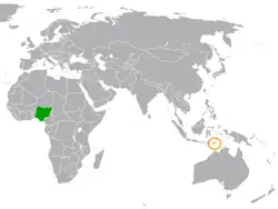 Lage von Nigeria und Osttimor