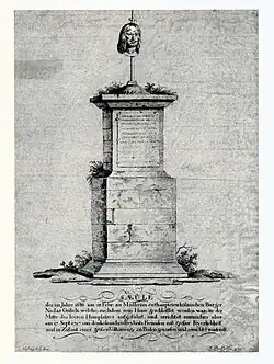 Gülich Schandsäule, die von 1686 bis 1797 zur Abschreckung der Bürger aufgestellt war