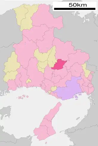 Lage Nishiwakis in der Präfektur