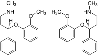 Strukturformeln beider Stereoisomerer von Nisoxetin