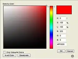 Ein stufenloser Farbwahldialog