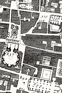 Plan von Rom 1748, besondere Architektur (weiß) und alltägliche Architektur (grau)
