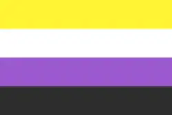 Yellow, white, light purple, and black stripes.
