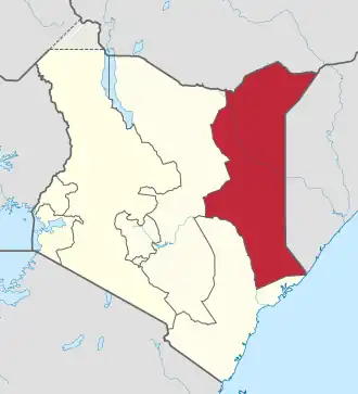 Anklickbare Karte mit Hervorhebung der Provinz North-Eastern in Kenia