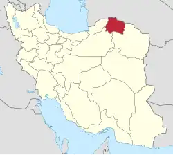 Lage der Provinz Nord-Chorasan in Iran