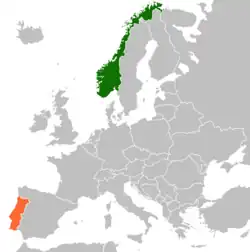 Lage von Norwegen und Portugal